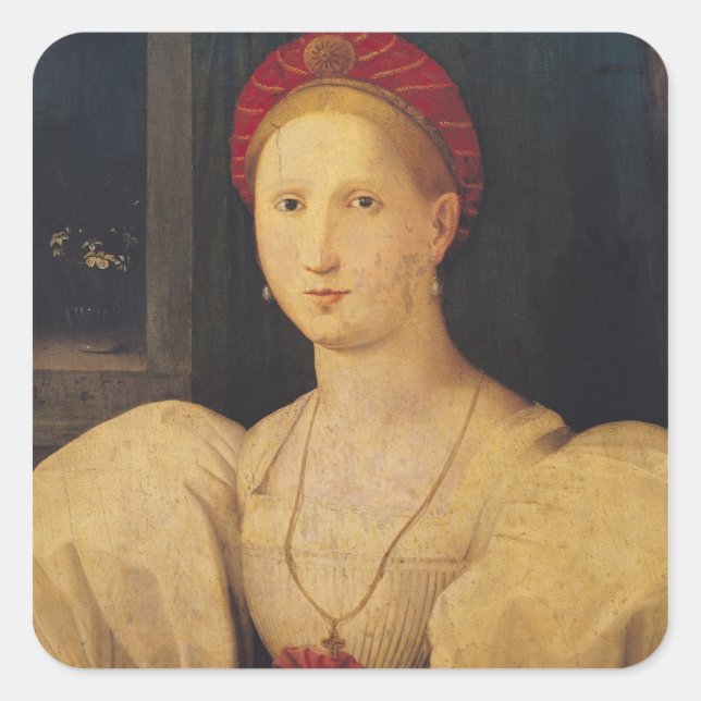 Frauenportrait Quadratischer Aufkleber (Vorderseite)