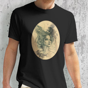 Frauenportrait Vogelschädel Wings Surreal Fantasy T-Shirt