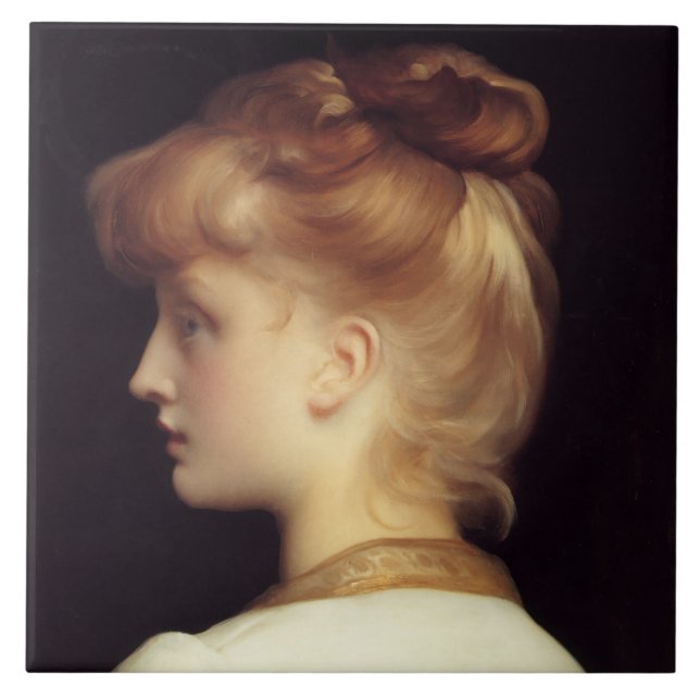 Frauenportrait von hinten (von Frederic Leighton) Fliese (Vorderseite)