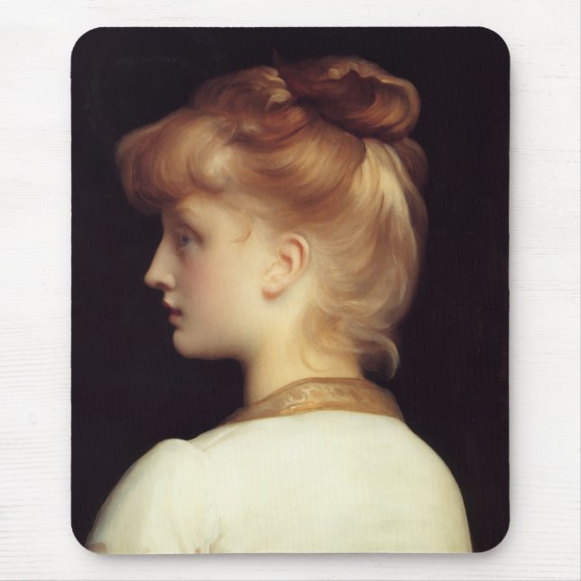 Frauenportrait von hinten (von Frederic Leighton) Mousepad (Vorne)