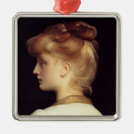Frauenportrait von hinten (von Frederic Leighton) Ornament Aus Metall