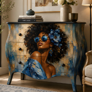 Frauenporträt Blaues Blumen-Glamour Seidenpapier