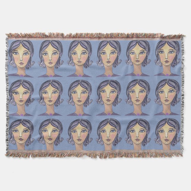 Frauenpower-Gesicht-Fliesblanket Decke (Vorderseite)