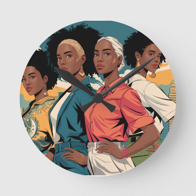 Frauenrechte in urbaner Mode Runde Wanduhr (Vorderseite)