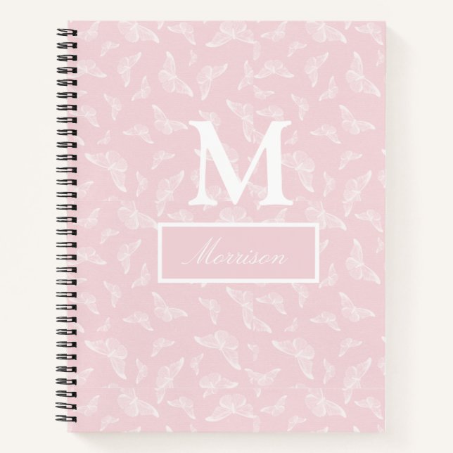 Frauenrosa-Schmetterling-Spiral-Notebook Notizbuch (Vorderseite)