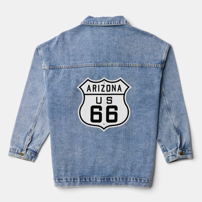 Frauenroute 66 Autobahn Schild Denim Jacket Jeansjacke (Rückseite)