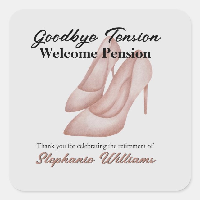 Frauenruhestand Auf Wiedersehen Heels des Tension  Quadratischer Aufkleber (Vorderseite)