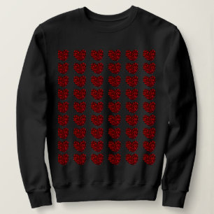 Frauenschwarzpullover mit roten Herzen Sweatshirt