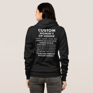 Frauenspezifische Personalisierte schwarze Zip Hoo Hoodie