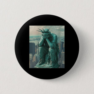Frauenstatue von Liberty Facepalm V-Hals Button