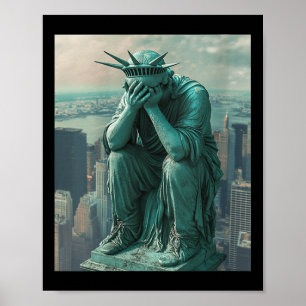 Frauenstatue von Liberty Facepalm V-Hals Poster