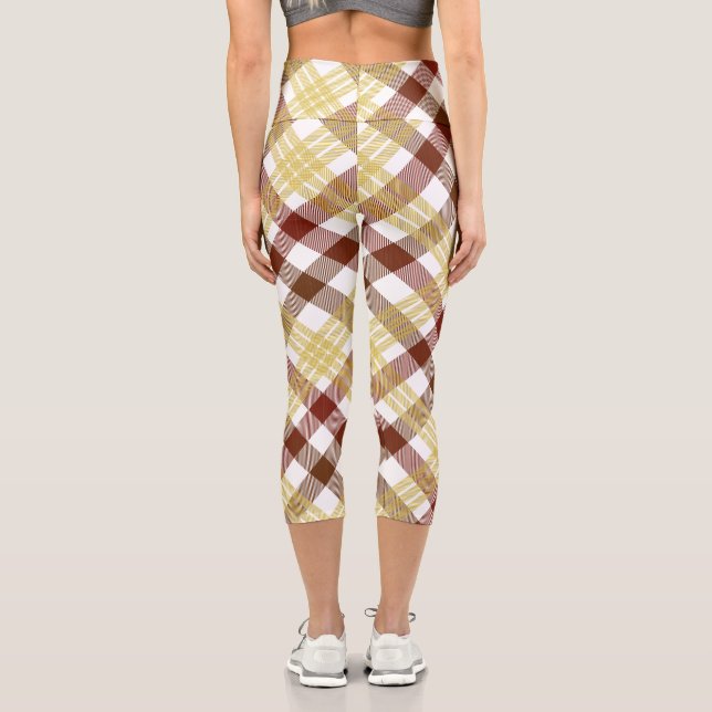 FrauenSummer Gingham überprüft Karierte Kleidung Capri Leggings (Rückseite)