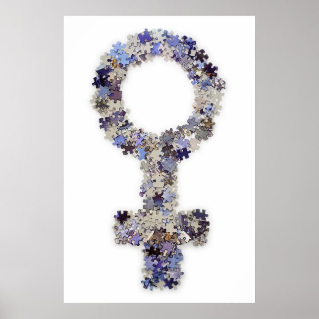 Frauensymbol aus Puzzleteilen Poster (Vorne)