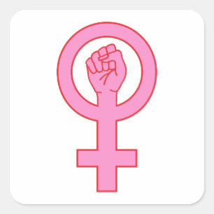 Frauensymbol mit Hand Quadratischer Aufkleber