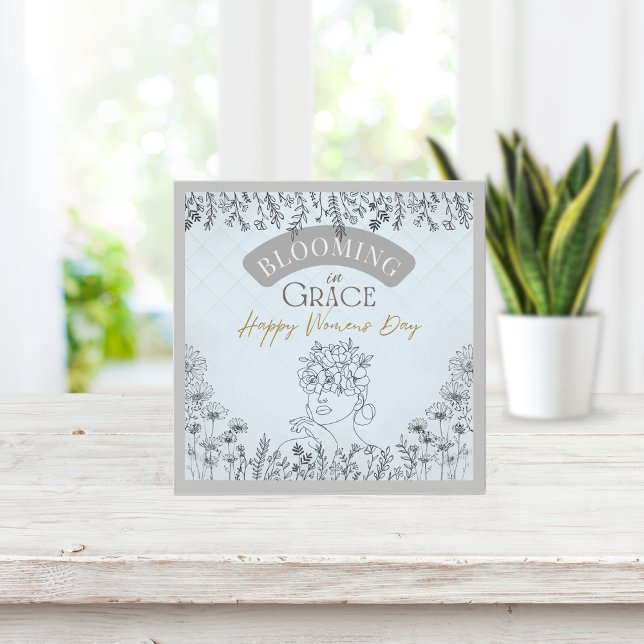 Frauentag Elegante Blaue Rose Haar Gewürze Mitteilungskarte (Von Creator hochgeladen)