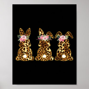 Frauentag Ostern Süße Florale Leopard Hase Kaninch Poster
