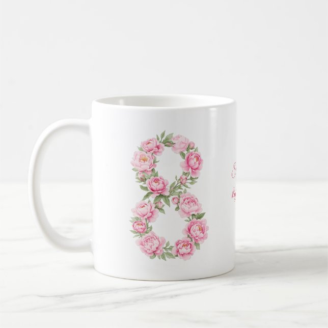 Frauentag Pfingstrose Blume für 8. März Kaffeetasse (Links)
