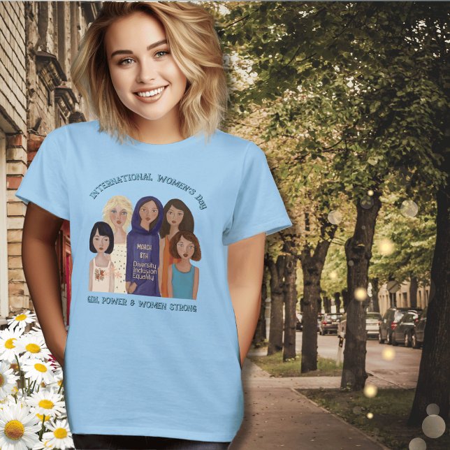 Frauentag | Portraits Blue T-Shirt ( Women's Day _ Women Portraits Dark Tri-Blend Shirt- in Town)