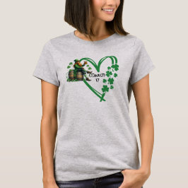 Frauentag St Patrick's Day Leprechaun Herz T-Shirt