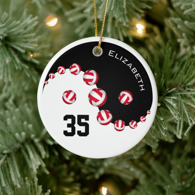 Frauenvolleyball Yin Yang personalisiert Keramikornament (Baum)