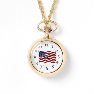 Frauenwache - Amerikanische Flagge Armbanduhr