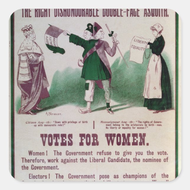 Frauenwahlposter Quadratischer Aufkleber (Vorderseite)