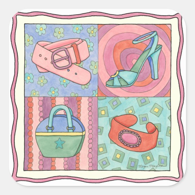 Frauenzubehör von Chariklia Zarris Quadratischer Aufkleber (Vorderseite)