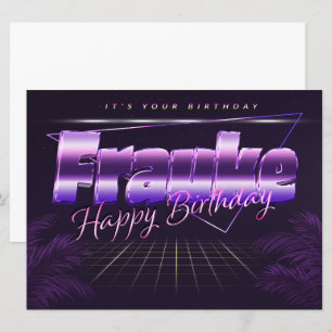 Frauke Name Vorname lila retro Karte Geburtstag