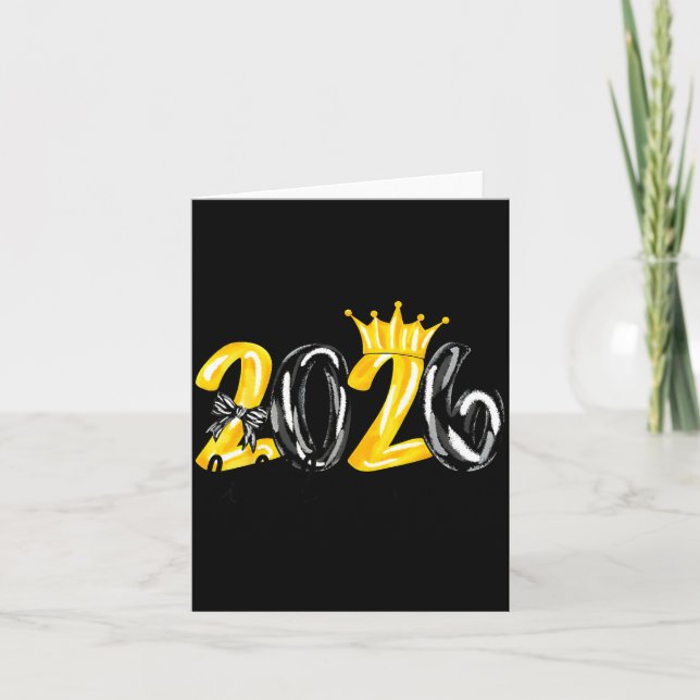 Fräulein 2026 Kokette Bogenkrone Frohes Neues Jahr Karte (Vorderseite)