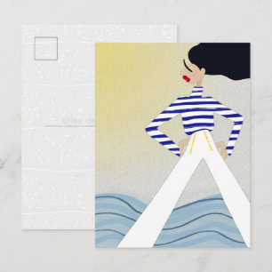 Fräulein Kapitän Segler Modeillustrationskunst Postkarte