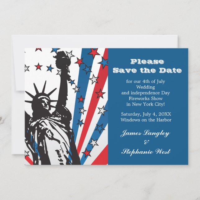 Fräulein Liberty Patriotic Invitation Einladung (Vorderseite)
