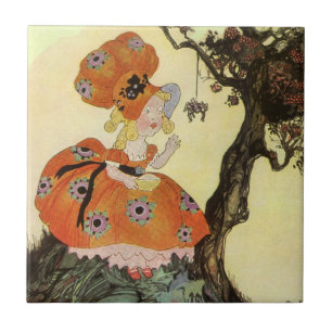 Fräulein Muffet & Spinne, Vintage Mother Goose Fliese