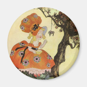 Fräulein Muffet & Spinne, Vintage Mother Goose Magnet