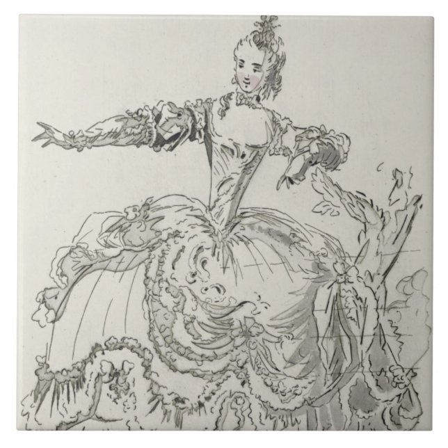 Fräulein Puvigne als die lebende Statue, in Fliese (Vorderseite)