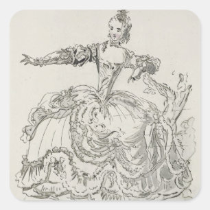 Fräulein Puvigne als die lebende Statue, in Quadratischer Aufkleber