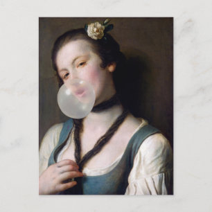 Fräulein Sassy bläst Kaugummi Postkarte