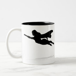 Frausuperhero-Silhouette Zweifarbige Tasse