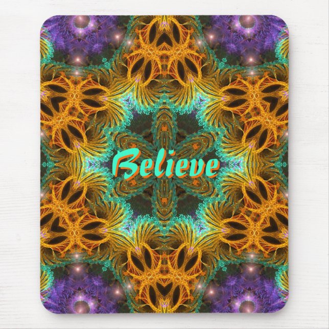 Fraxtal Art Star: Orange Aqua Lila Mousepad (Vorne)