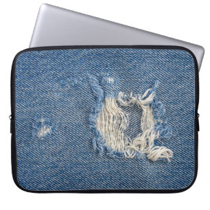 Frayed Blue Denim Laptopschutzhülle