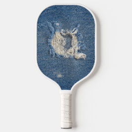 Frayed Blue Denim Pickleball Schläger