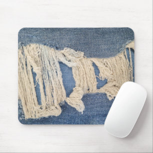 Frayed Blue Jean Fabric Mousepad