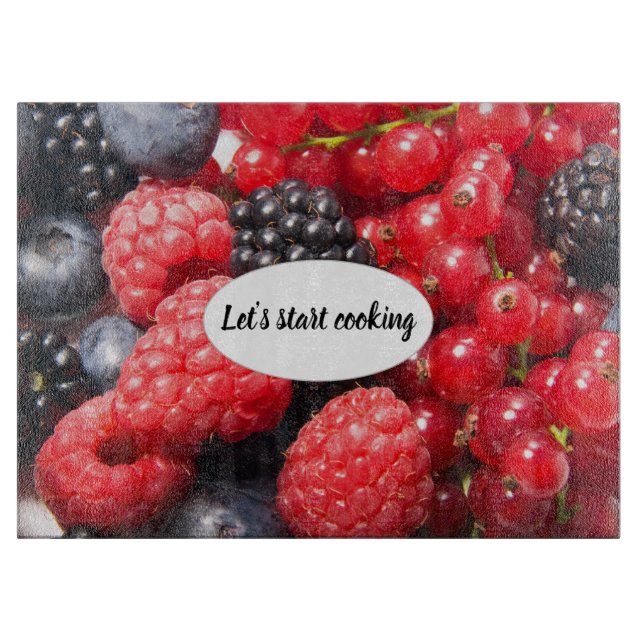 Freah Frucht Cooking Foto mit individuellem Text Schneidebrett (Vorderseite)