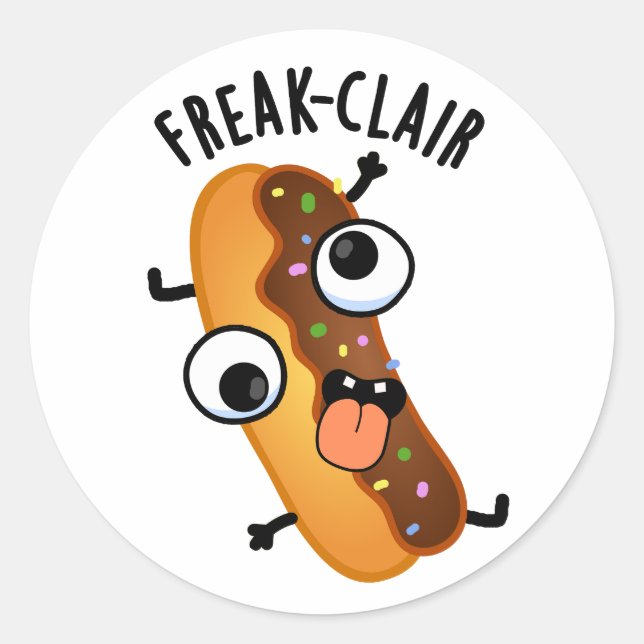 Freak-clair Funny Eclair Pun Runder Aufkleber (Vorderseite)