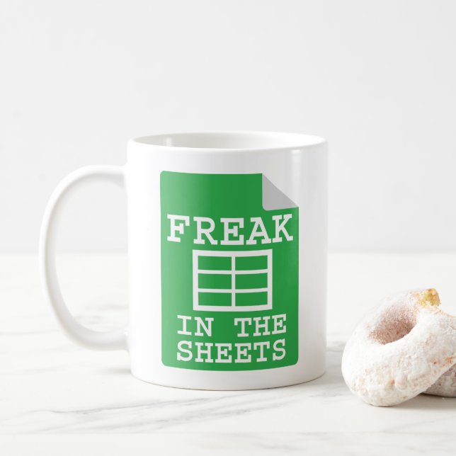 Freak in den Blättern Funny Spreadsheet Kaffeetasse (Mit Donut)