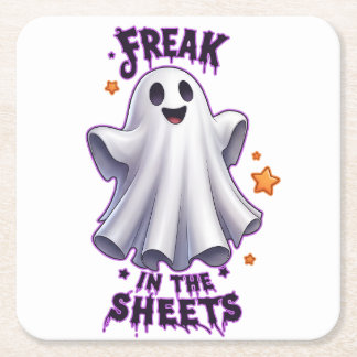 Freak in the Sheets Lustiger Halloween-Geister-Unt Rechteckiger Pappuntersetzer