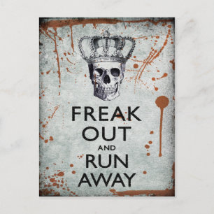 Freak Out und Run Away Halloween Postcard Postkarte