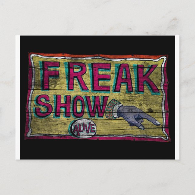 Freak Show Vintag Banner Postkarte (Vorderseite)