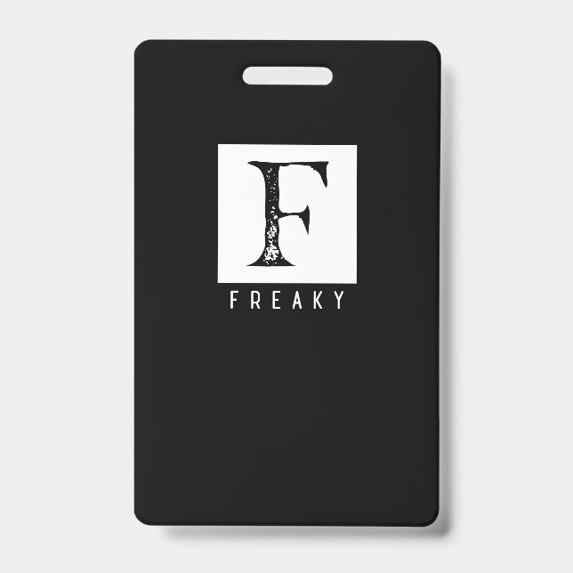 Freaky Bold Typografie Schwarz-Weiß-Design Ausweis (Vorderseite)