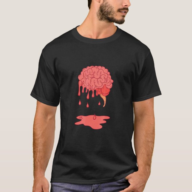 Freaky Creepy Melting Brain Anatomie Beängstigend  T-Shirt (Vorderseite)