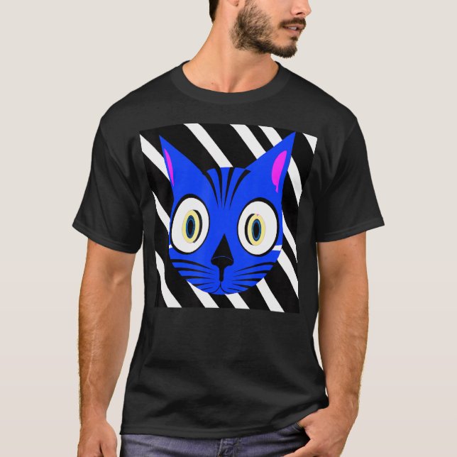 Freaky Katzenkunst meow kitty Portrait niedlich Kä T-Shirt (Vorderseite)